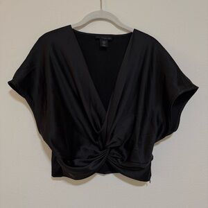 House of Harlow 1960 Black Draped Blouse